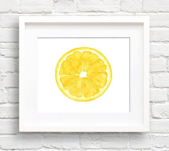 Lemon Art Print Kitchen Art Wall Decor Watercolor | Etsy