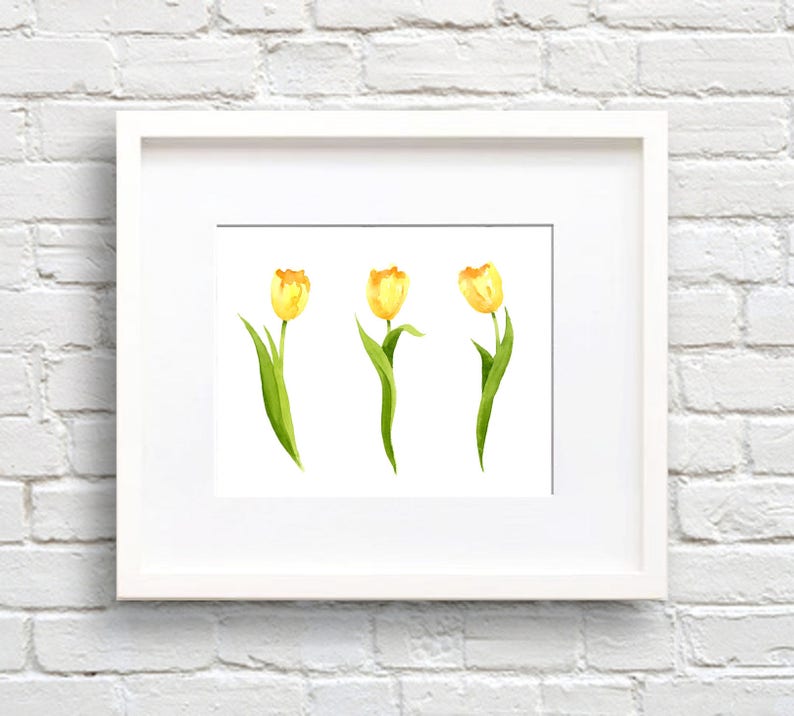 Yellow Tulip Art Print Tulips Flower Wall Decor Floral - Etsy