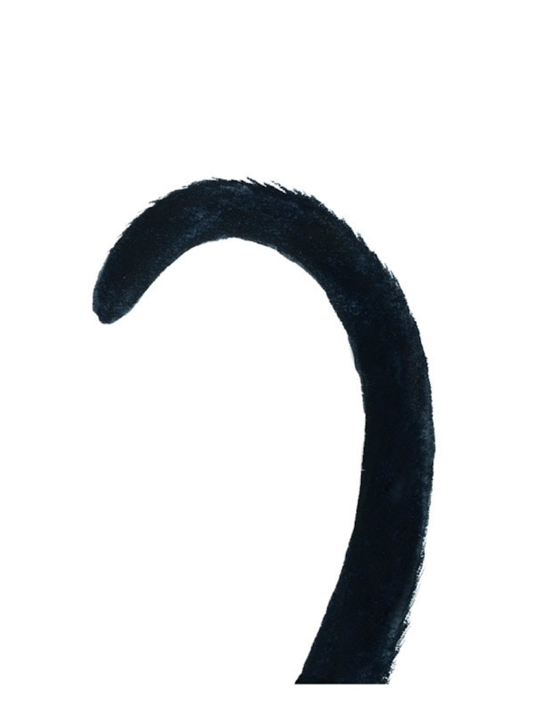Black Cat Tail Art Print Wall Decor Watercolor Painting Etsy