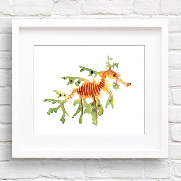 Leafy Seadragon Art Print - Nursery Art - Wall Decor - Watercolor Painting