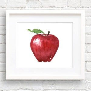 Apple - Art Print - Kitchen Art - Wall Decor - Watercolor Painting