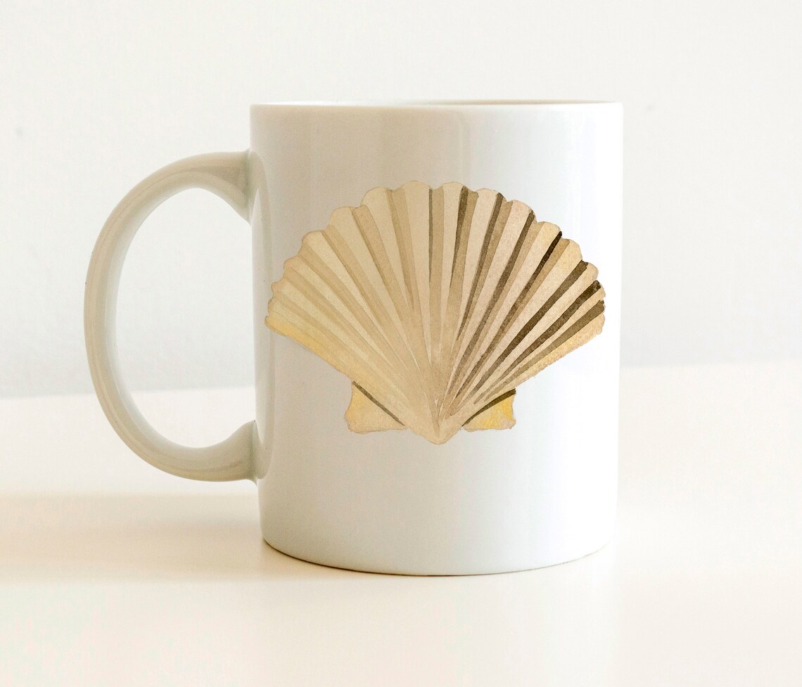 Seashell Mug Sea Shell Lover Gift Sea Shell Coffee Mug Etsy