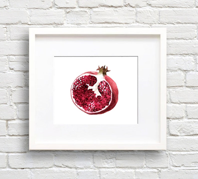 Pomegranate Art Print Kitchen Art Wall Decor Watercolor Painting image 1