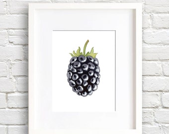 Blackberry - Art Print - Kitchen Art - Wall Decor - Watercolor Painting