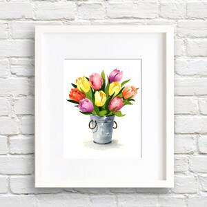 Tulip Art Print - Tulips Flower Wall Decor - Floral Watercolor Painting