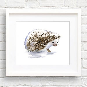 Hedgehog Art Print - Nursery Art - Wall Decor - Watercolor Painting