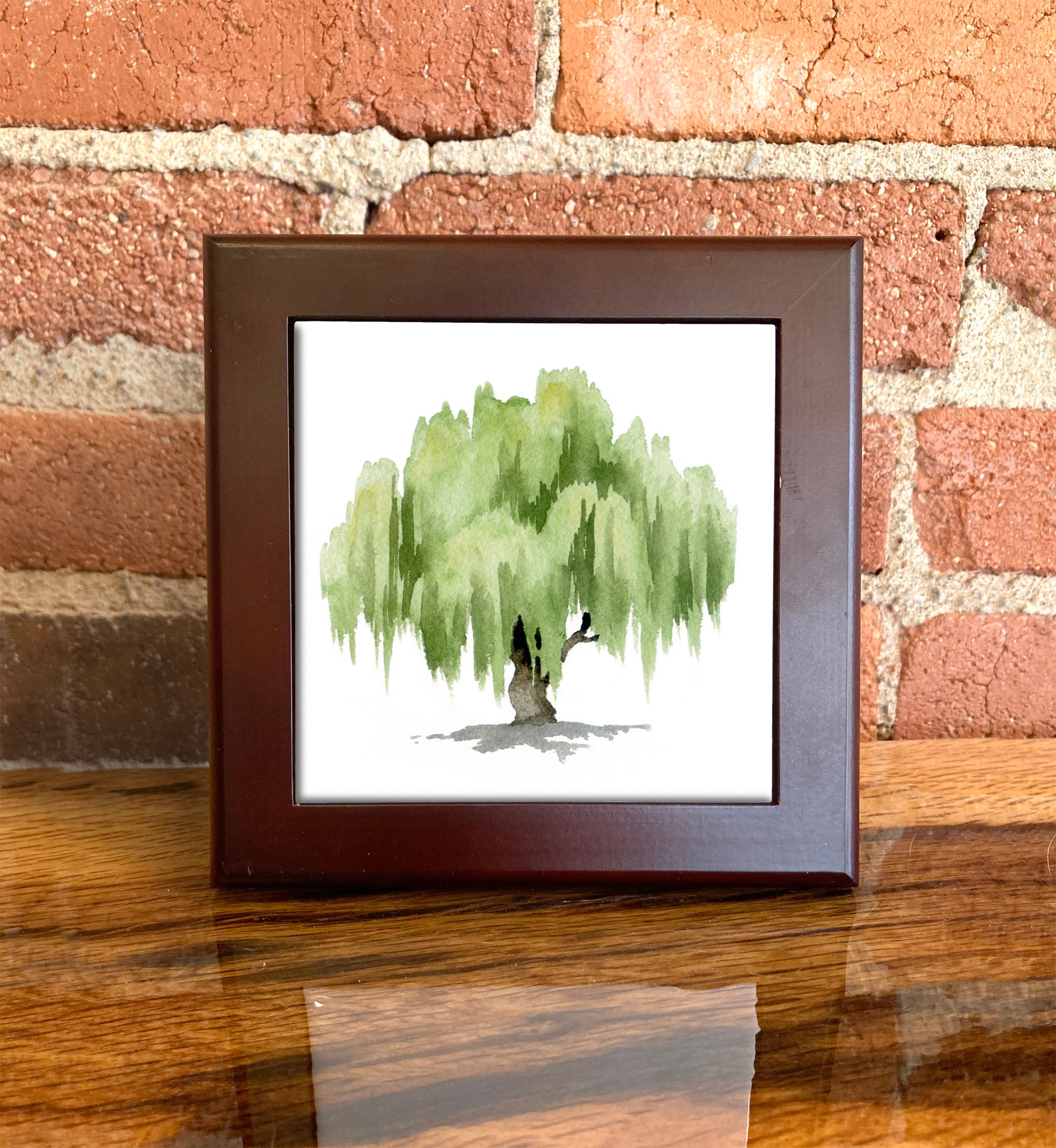 Willow Tree Ceramic Tile Leaf Decorative Tile Tree Lover Etsy