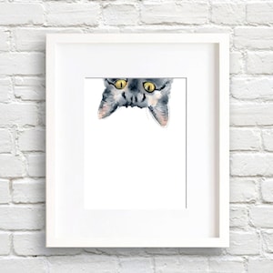 Sneaky Tabby Cat - Art Print - Wall Decor - Watercolor Painting