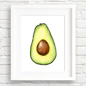 Avacado Art Print Kitchen Wall Decor Watercolor Painting image 1