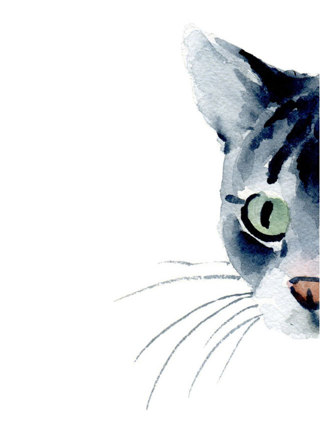 Tabby Watercolor - Grey Tabby Cat - Art Print - Wall Decor - Painting ...