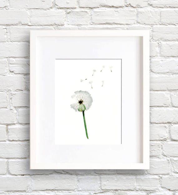 Dandelion Art Print - Dandelion Wall Decor - Make A Wish - Watercolor Painting