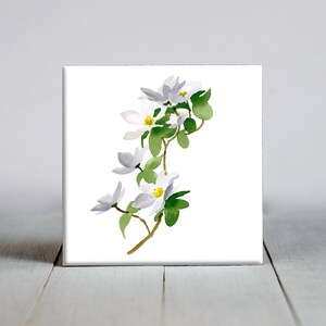 Dogwood Flowers Ceramic Tile - Flower Decorative Tile - Plant Lover Gift - Unique Nature Gifts