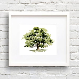 Oak Tree Art Print - Wall Decor - Watercolor Painting