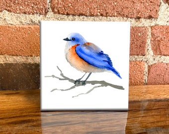 Blue Bird Ceramic Tile - Blue Bird Decorative Tile - Bird Lover Gift - Unique Bird Gifts