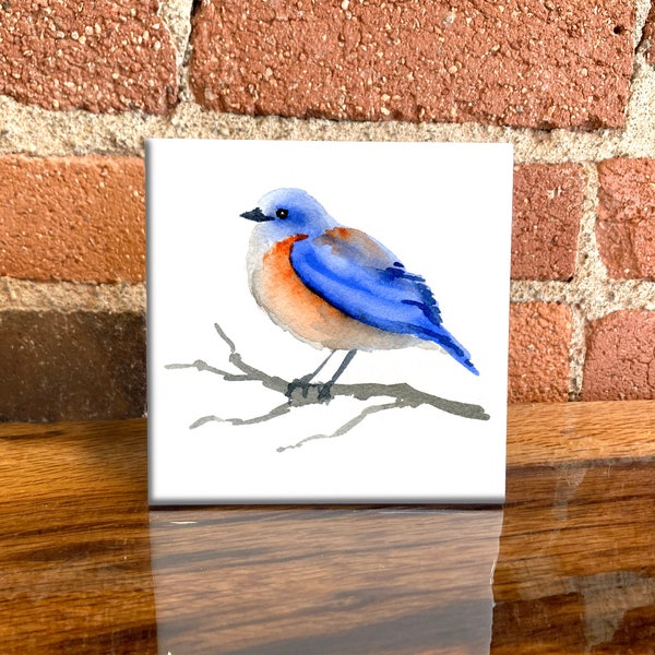 Blue Bird Ceramic Tile - Blue Bird Decorative Tile - Bird Lover Gift - Unique Bird Gifts
