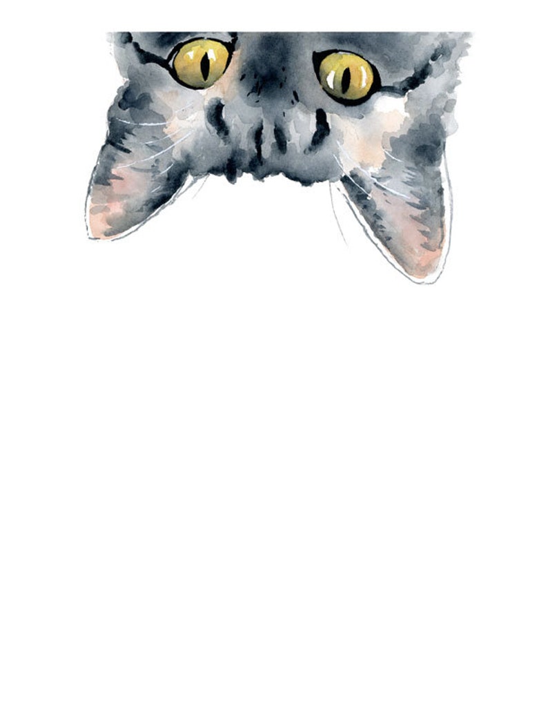 Sneaky Tabby Cat - Art Print - Wall Decor - Watercolor Painting - Etsy