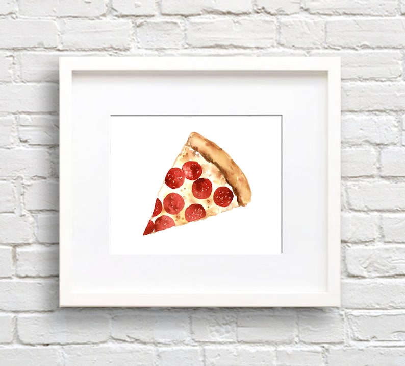 Pizza Watercolor Pizza Slice Art Print Wall Decor - Etsy