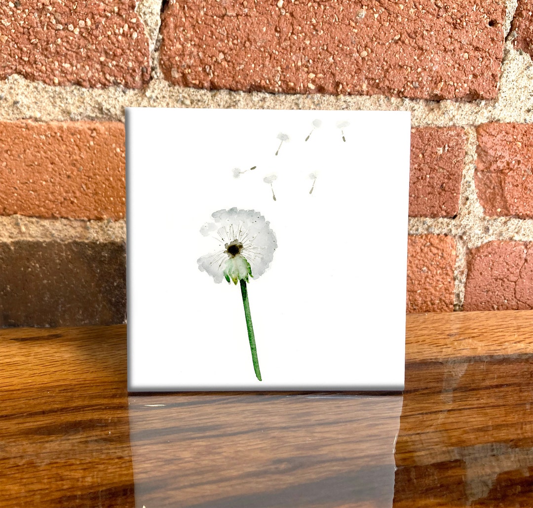 Dandelion Ceramic Tile - Flower Decorative Tile - Plant Lover Gift ...