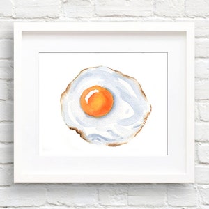 Fried Egg - Art Print - Kitchen Wall Decor - Watercolor Painting