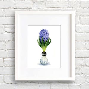 Hyacinth Art Print Hyacinth Flower Wall Decor Floral Watercolor Painting image 1