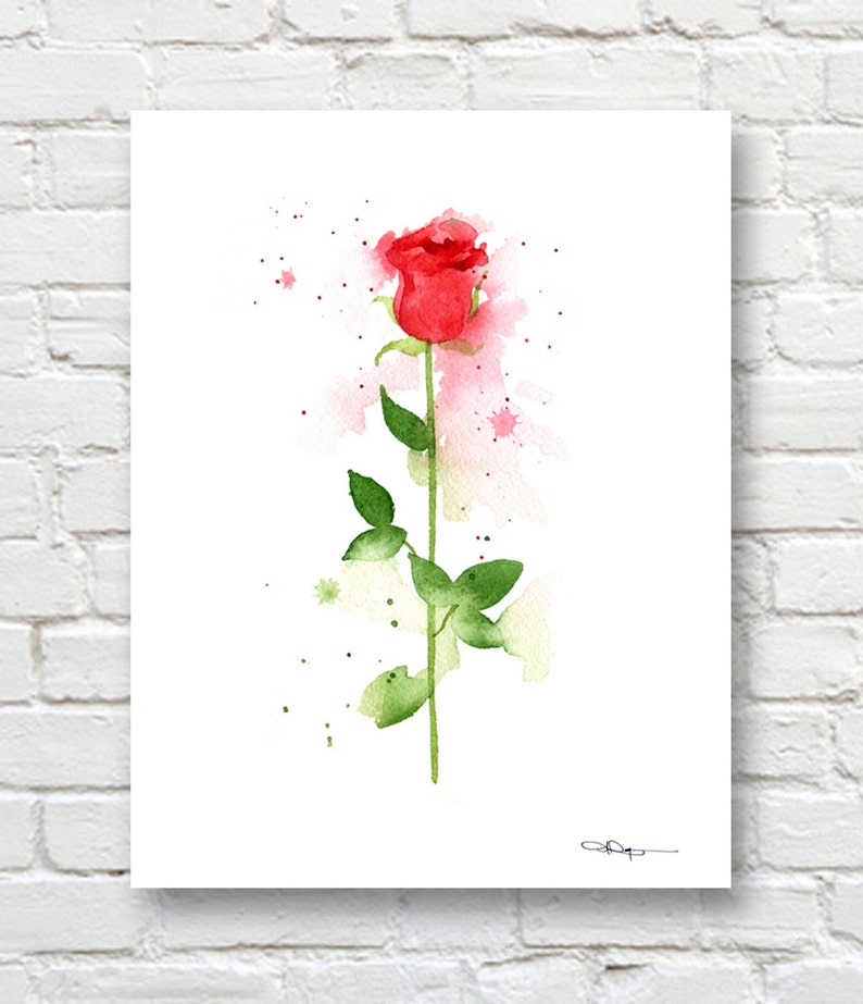 Single Red Rose Art Print Red Flower Wall Decor Floral | Etsy