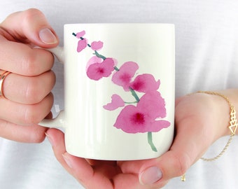 Pink Orchid Mug - Flower Lover Gift - Orchid Coffee Mug - Unique Pink Orchid Gifts