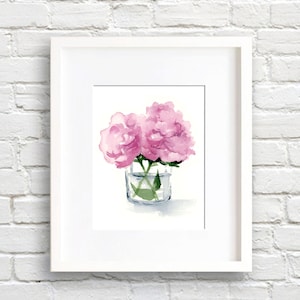 Peony Flower - Peonies Art Print - Flower Wall Decor - Floral Watercolor Painting