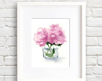 Peony Flower - Peonies Art Print - Flower Wall Decor - Floral Watercolor Painting