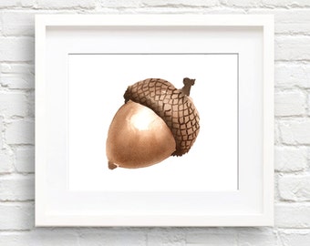 Acorn Art Print - Wall Decor - Watercolor Painting