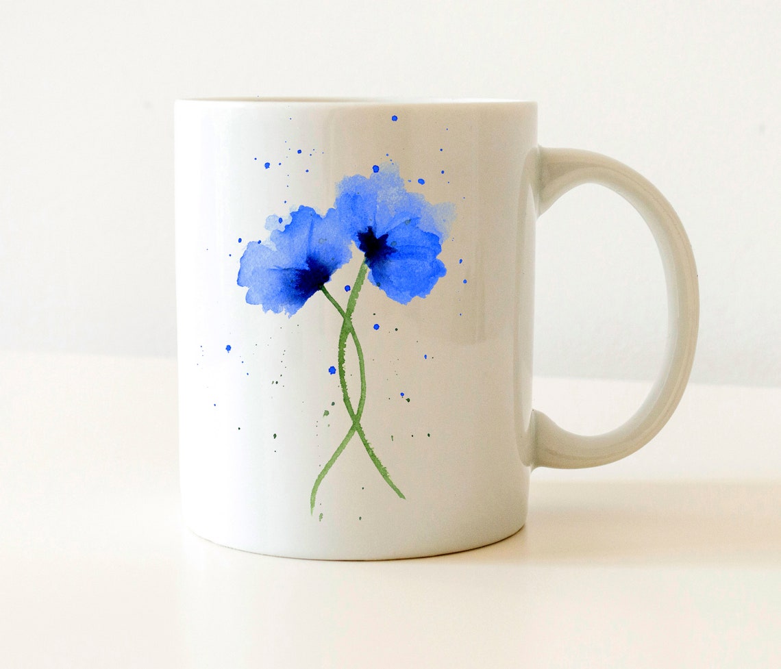 Blue Poppies Mug Poppy Lover Gift Blue Poppies Coffee Mug Etsy