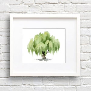 Watercolor Willow Tree Willow Tree Art Print Wall Decor Painting image 1