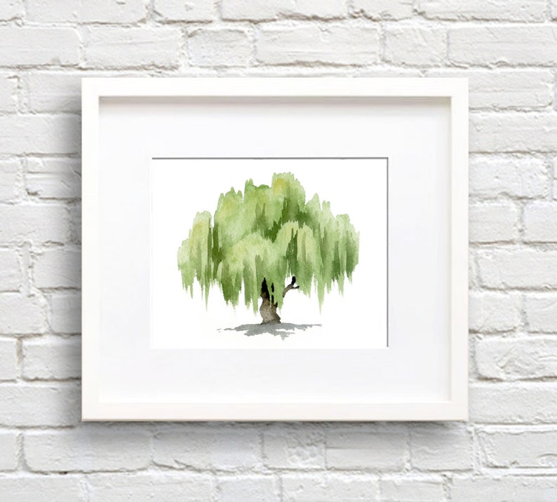 Watercolor Willow Tree Willow Tree Art Print Wall Decor Painting image 1