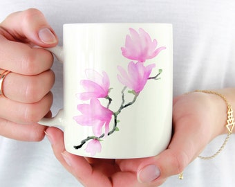 Magnolia Blossom Mug - Magnolia Flower Lover Gift - Pink Magnolia Coffee Mug - Unique Magnolia Blossom Gifts