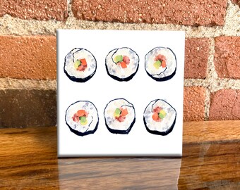 Sushi Ceramic Tile - Sushi Decorative Tile - Food Lover Gift - Unique Food Gifts