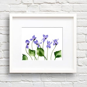Violet Flower - Violets Art Print - Flower Wall Decor - Floral Watercolor Painting