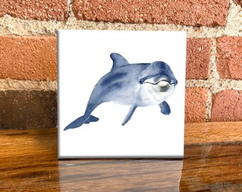 Dolphin Ceramic Tile - Dolphin Decorative Tile - Animal Lover Gift - Unique Ocean Gifts