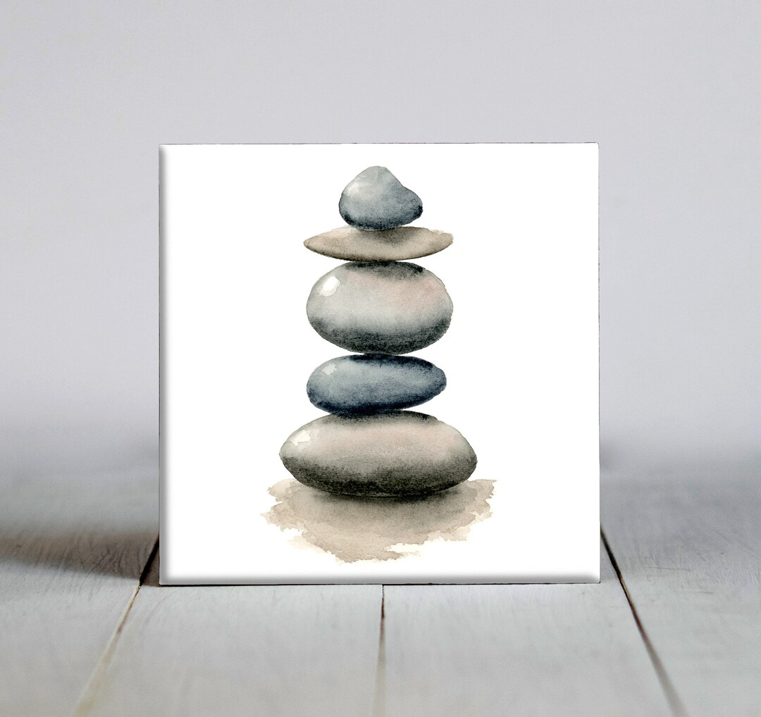 Stacked Rocks Ceramic Tile - Rocks Decorative Tile - Earth Lover Gift ...