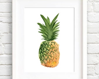 Pineapple - Art Print - Kitchen Art - Wall Decor - Watercolor Painting