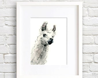 Llama Art Print - Wall Decor - Nursery Art - Watercolor Painting