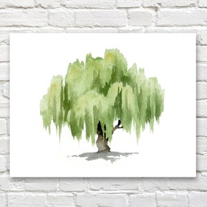 Watercolor Willow Tree Willow Tree Art Print Wall Decor Painting image 2