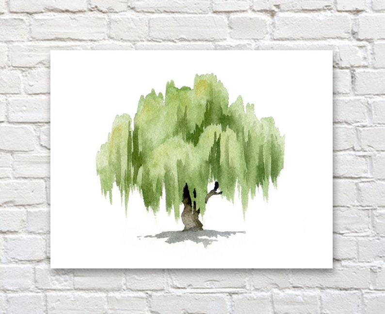 Watercolor Willow Tree Willow Tree Art Print Wall Decor Painting image 2