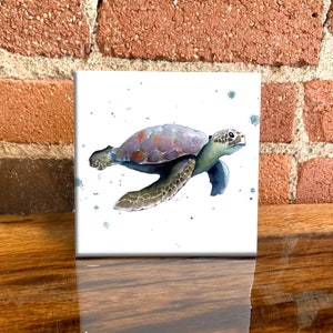 Sea Turtle Ceramic Tile - Sea Turtle Decorative Tile - Sea Lover Gift - Unique Aquatic Gifts