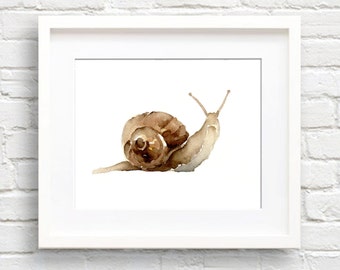 Watercolor Snail Art Print - Wall Decor - Painting