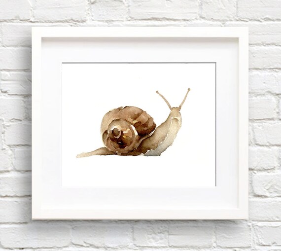 Snail Art Print Wall Decor Watercolor Painting Etsy