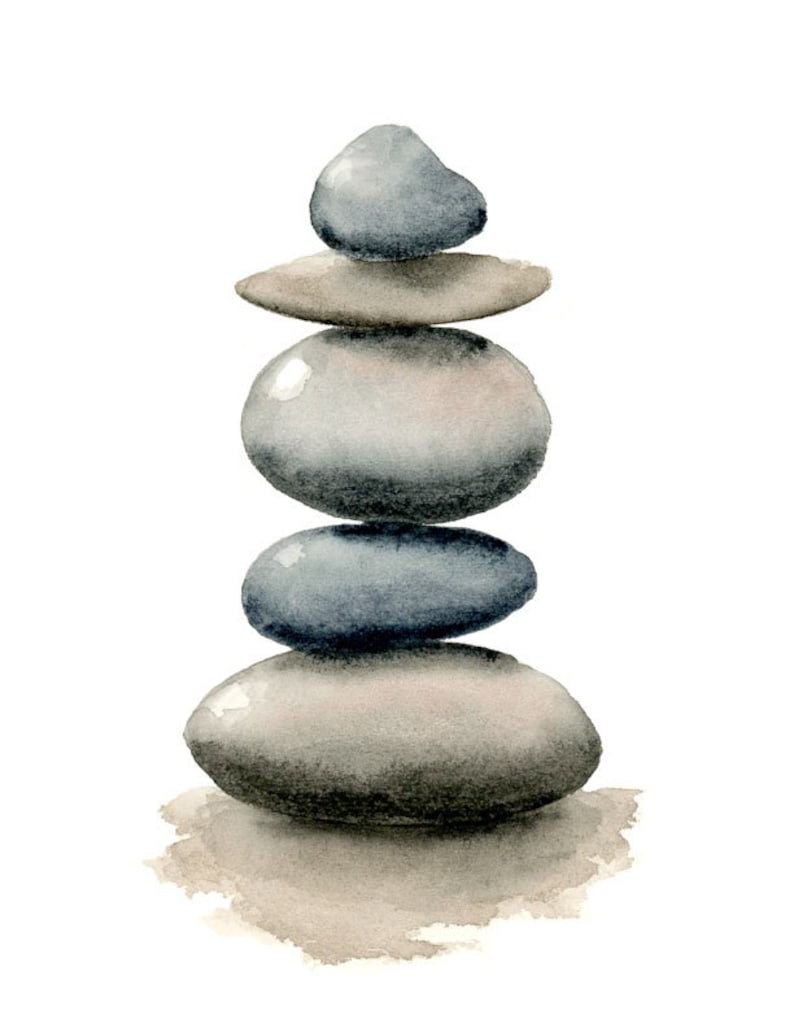 Stacked Rocks Art Print Wall Decor Watercolor Painting Etsy