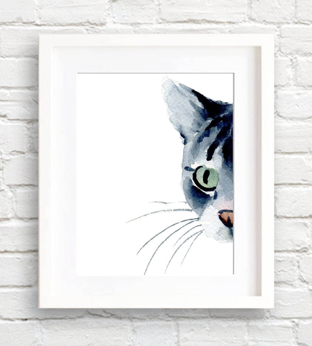 Grey Tabby Cat - Art Print - Wall Decor - Watercolor Painting - Etsy