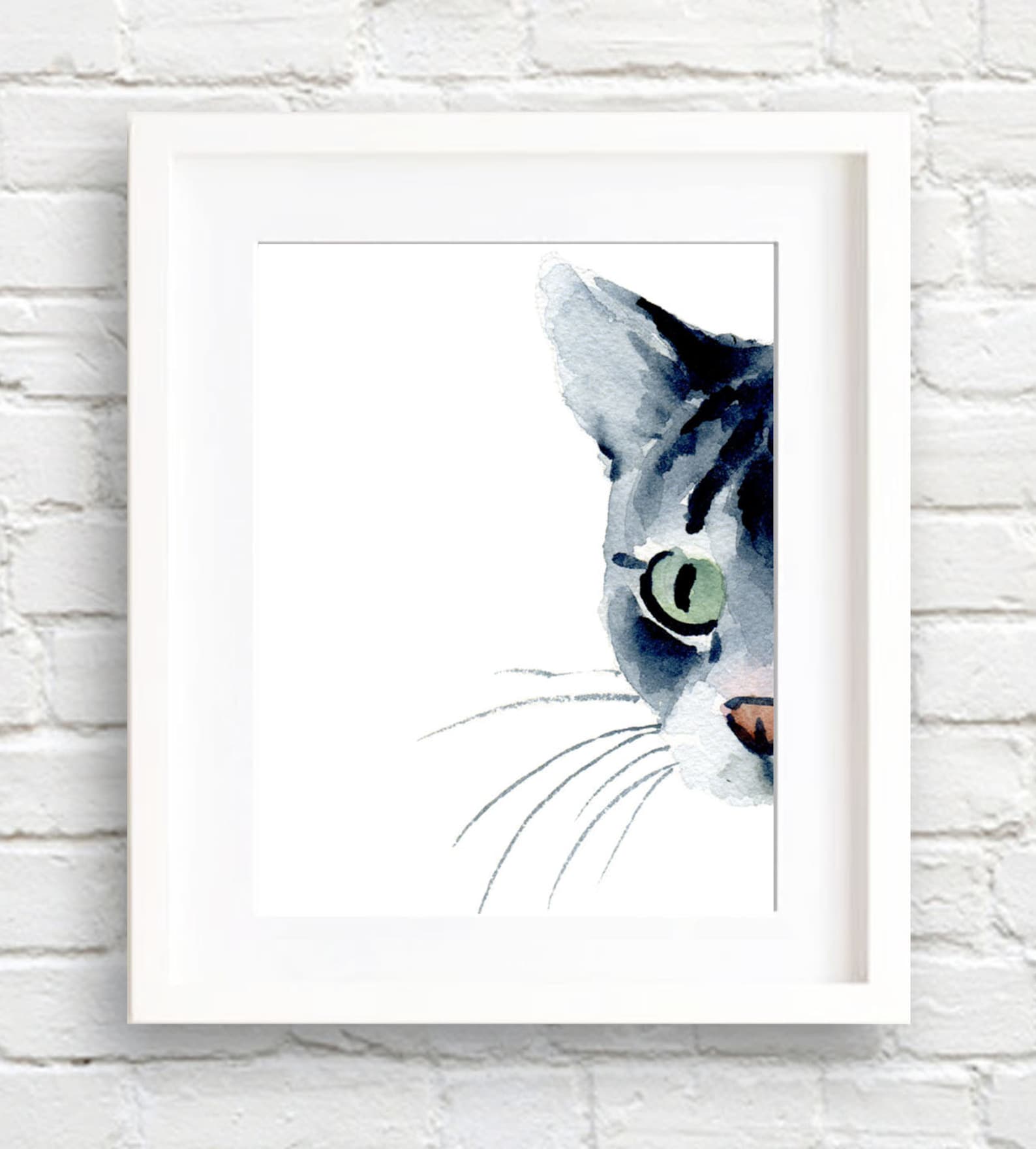 Tabby Watercolor - Grey Tabby Cat - Art Print - Wall Decor - Painting ...