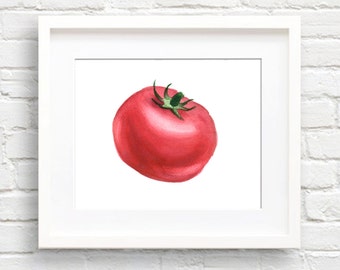 Tomato - Art Print - Kitchen Art - Wall Decor - Watercolor Painting