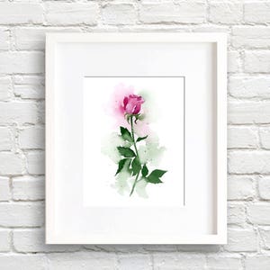 Pink Rose - Flower - Pink Rose Art Print - Flower Wall Decor - Floral Watercolor Painting