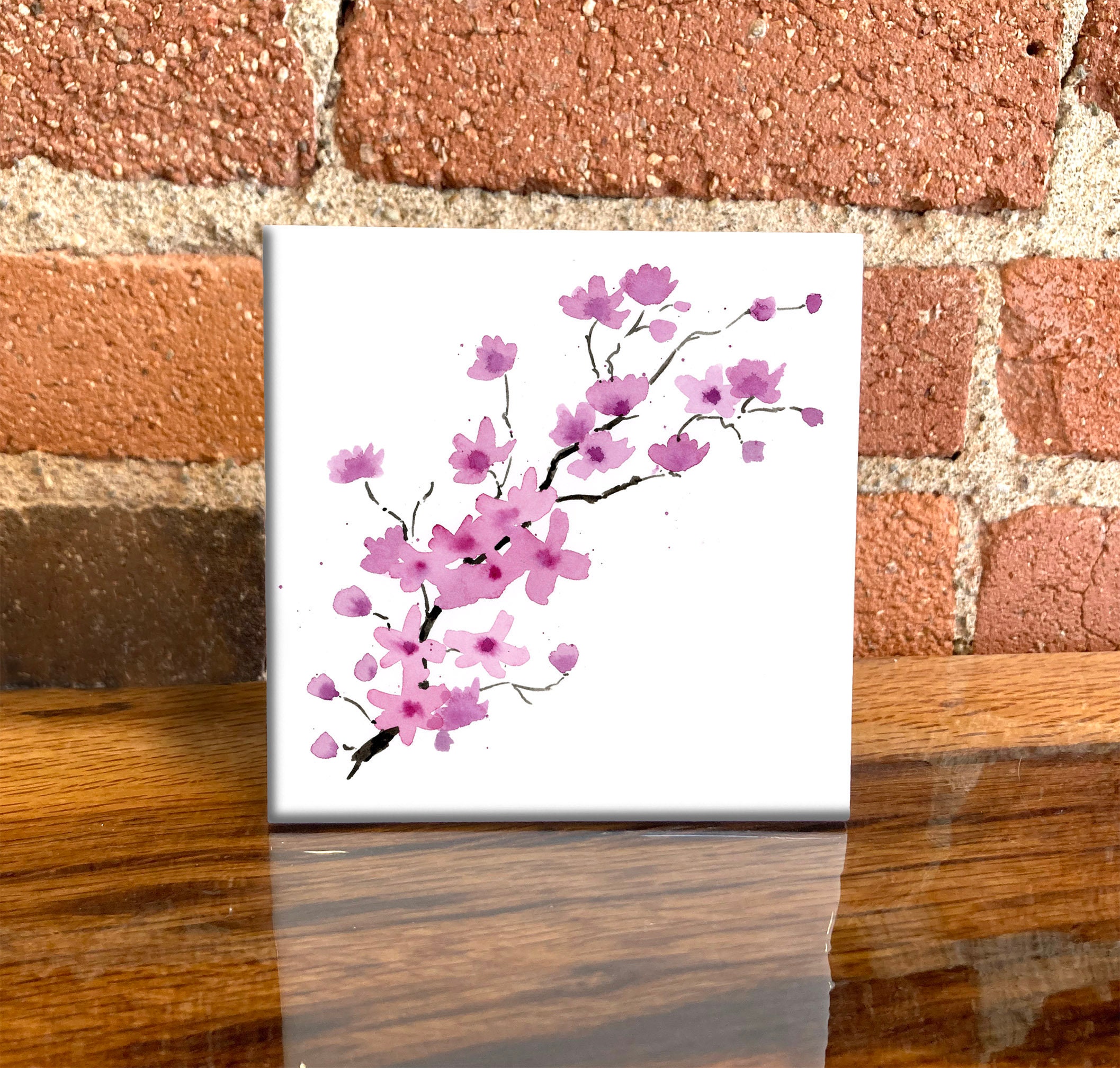 Cherry Blossoms Ceramic Tile: Floral Decorative Art - Etsy